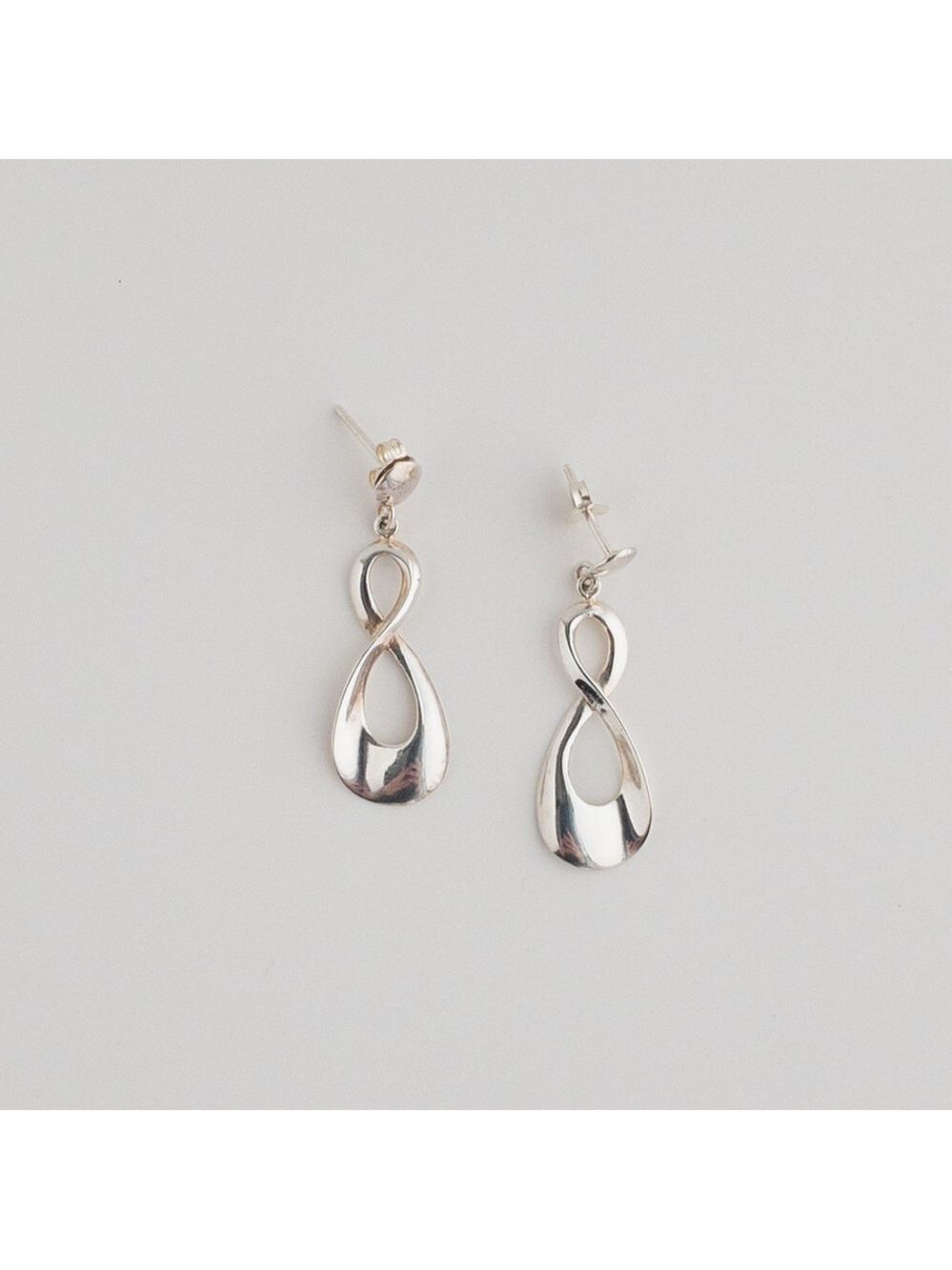 Sterling Silver Infinity Figure 8 Dangle Drop Earrings Signed PHR 925 Jewelry